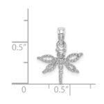 14K White Gold 2-D Mini Dragonfly with Cut-out Wings Charm - Image 4