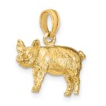 14K 3-D Textured Farm Pig Charm - Image 5