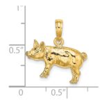 14K 3-D Textured Farm Pig Charm - Image 3