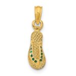 14k  3-D Green Enamel Single Flip-Flop Pendant