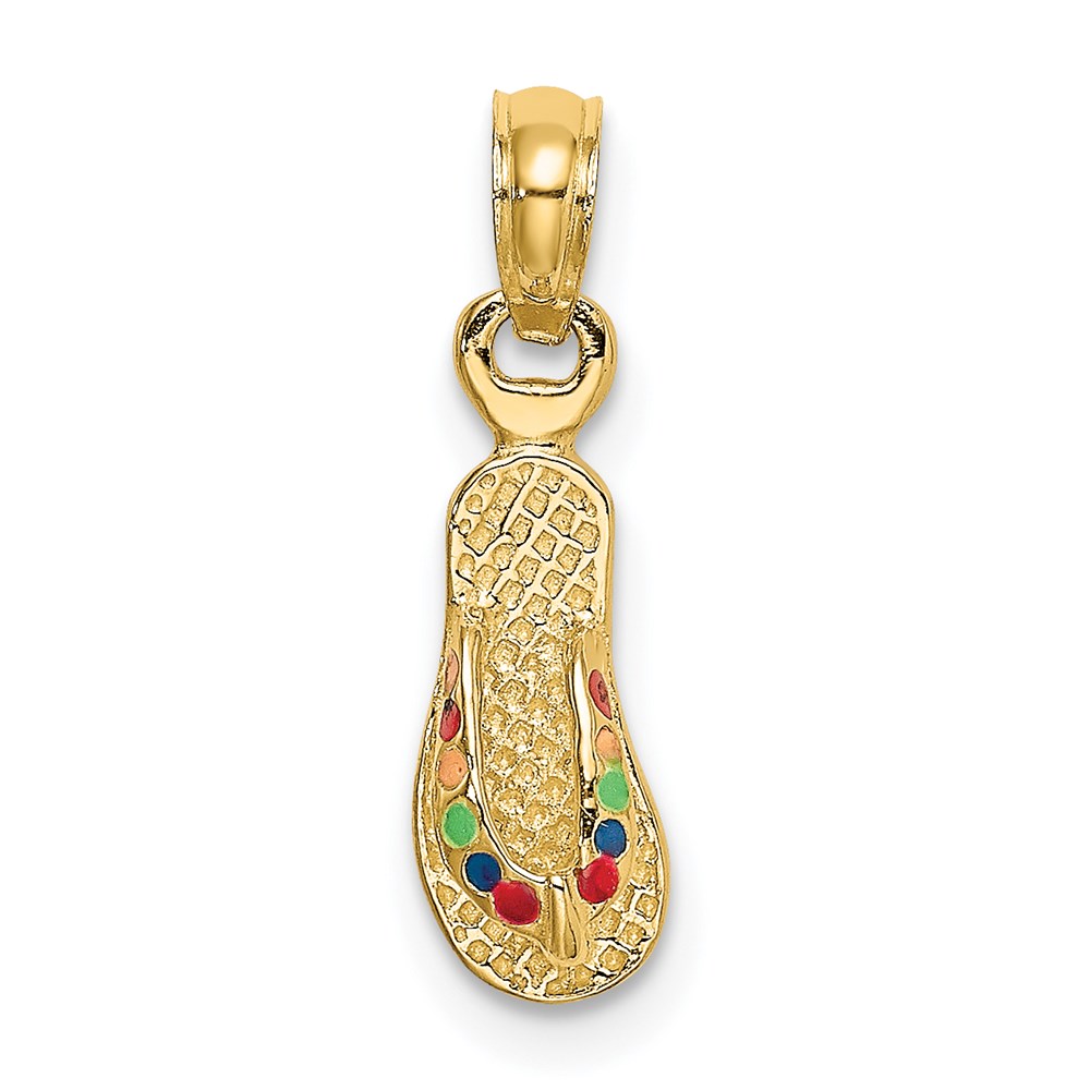 K6674.jpg 14k 3-D Multi-Color Enamel Single Flip-Flop Charm - Image 1