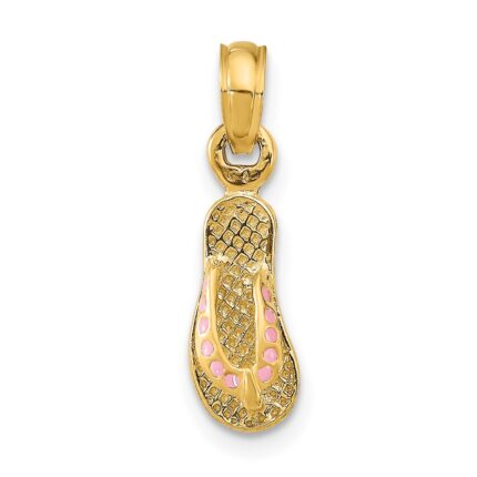 14k  3-D Pink Enameled Single Flip-Flop Charm