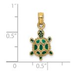 14K Small Green Enameled 3-D Land Turtle Charm - Image 3