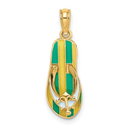 14K 3-D Enamel Anchor On Stripe Flip-Flop Charm
