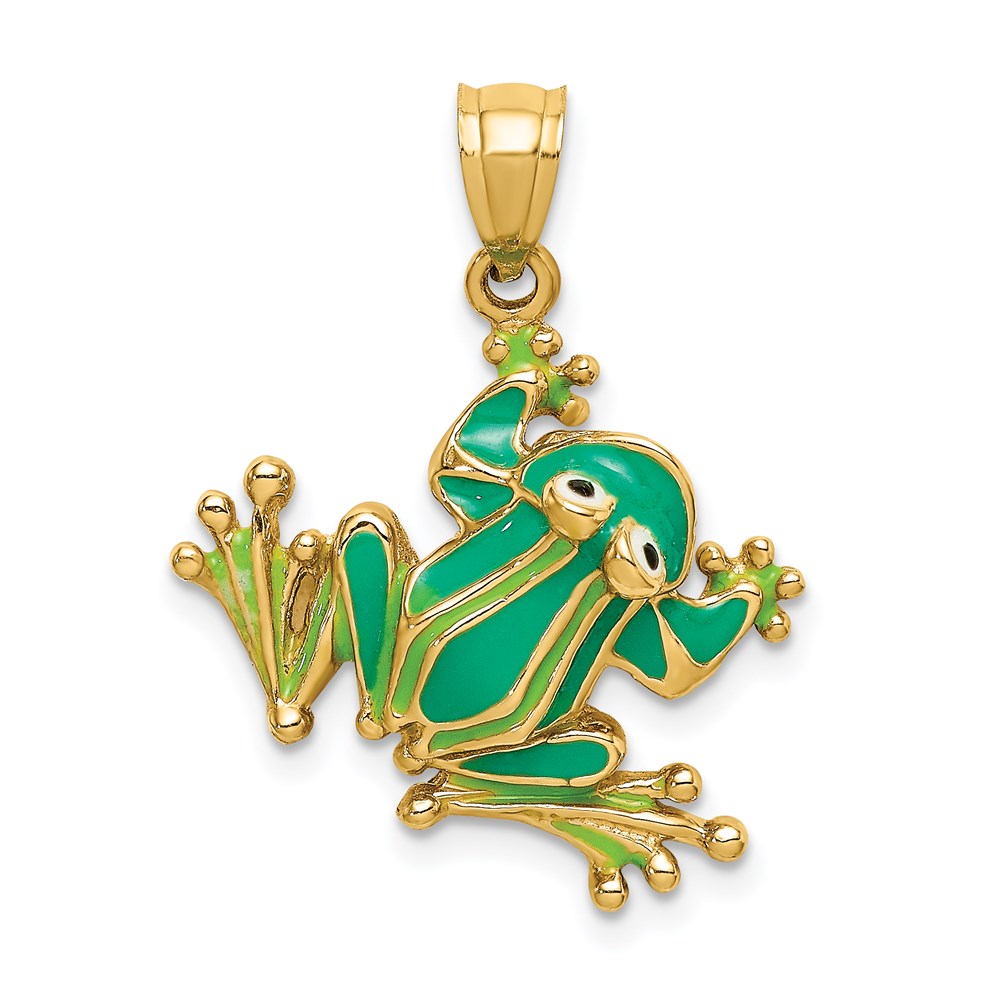K6713.jpg 14K Green Enameled 2-D Frog Charm - Image 1