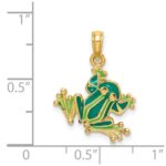 14K Green Enameled 2-D Small Frog Charm - Image 4