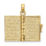 14K Enameled 3-D Moveable LOVE Bible Verse Flower Book Pendant - Image 4