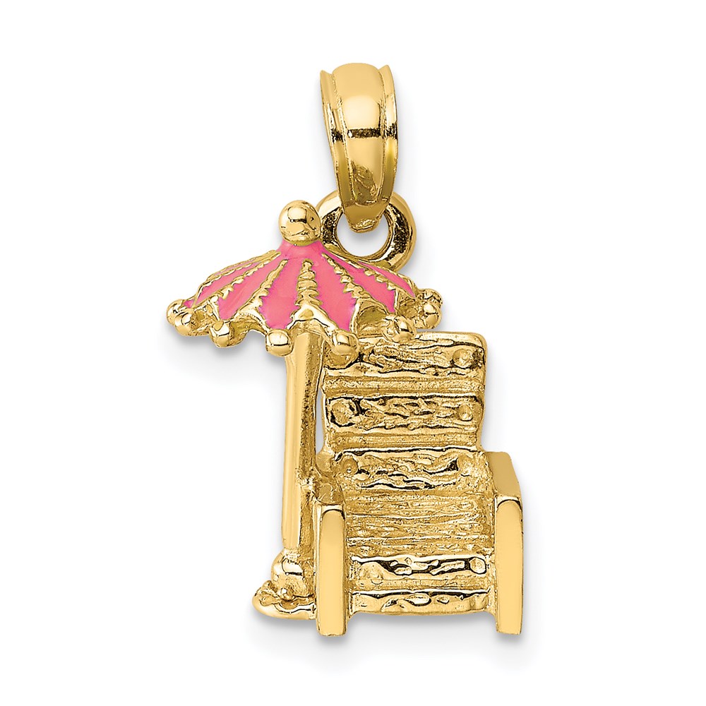 K6731.jpg 14K 3-D Beach Chair with Pink Enameled Umbrella Charm - Image 1