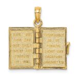 14K Blue Enameled 3-D Bible with Lord's Prayer and Moveable Pages Pendant - Image 7