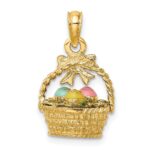 14K 3-D Enameled Easter Basket with Bow and Eggs Charm - Image 3