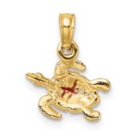 14K Small Textured and Brown Enameled Sea Turtle Charm - Image 4