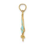 14K Aqua Enameled Windsail Surf Board Charm - Image 2