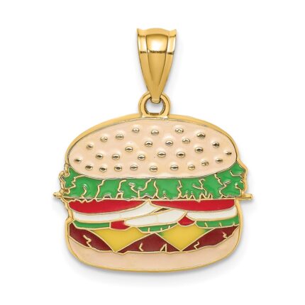 14K Multi-color Enameled Cheeseburger Charm