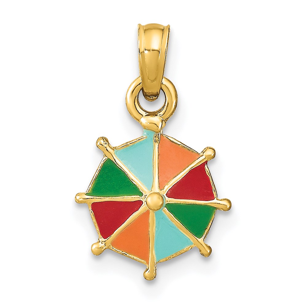K6810.jpg 14K Multi-Color Enamel Umbrella Charm - Image 1