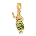 14K 3-D Hula Girl with Moveable Grass Skirt Charm - Image 5