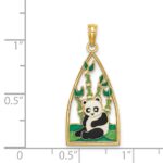 14K Multi-color Enamel Panda Bear and Bamboo Charm - Image 3