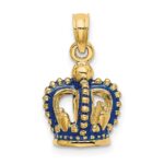 14K 3-D Blue Enamel Crown Charm - Image 4