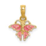 14K Enameled Mini Pink Butterfly Charm