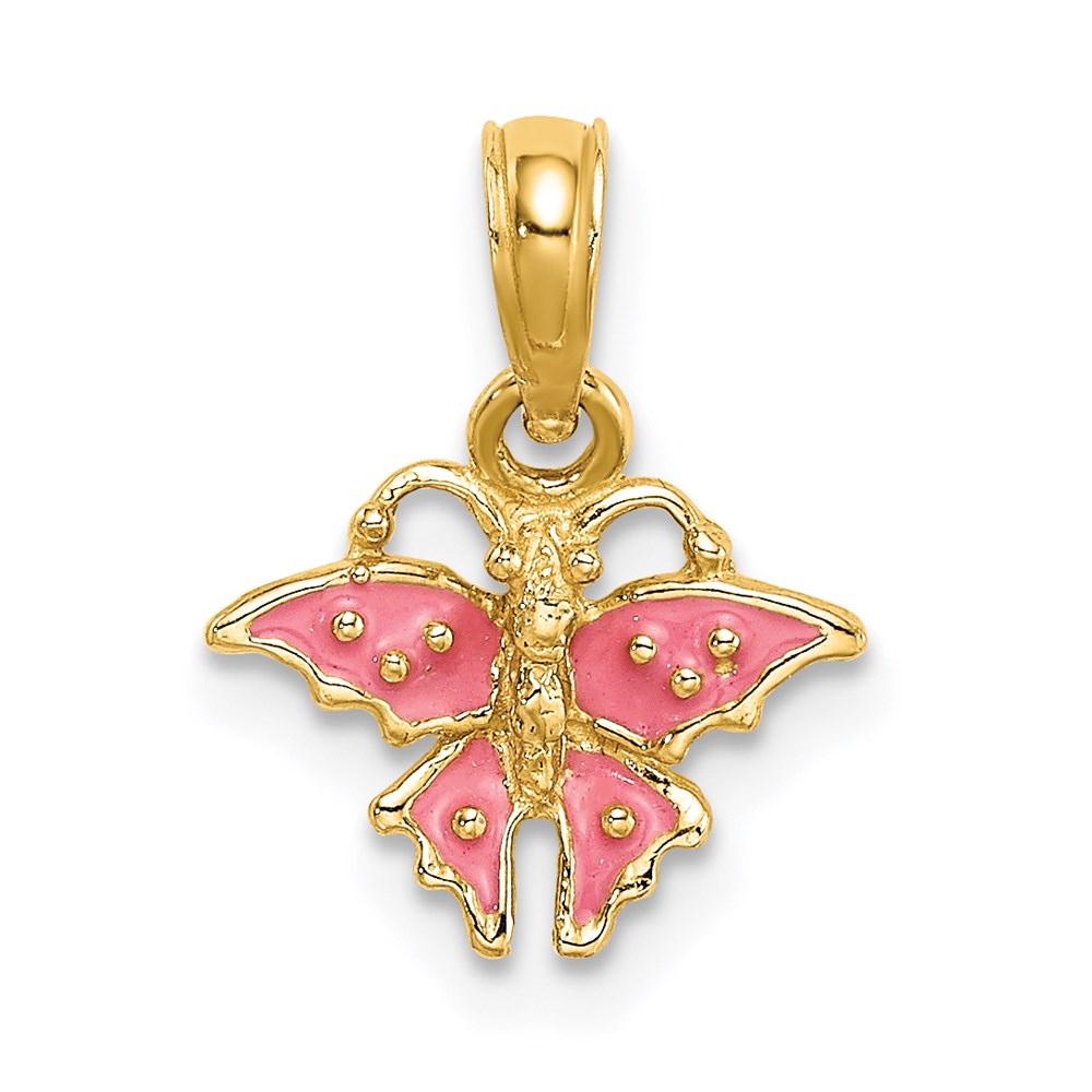K6845.jpg 14K Enameled Mini Pink Butterfly Charm - Image 1