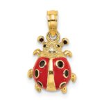14K Red and Black Enameled Ladybug Charm