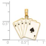 14K Enameled Playing Cards Royal Flush Charm - Image 3