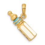 14K 3-D with Blue Enamel Baby Bottle Charm - Image 4