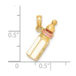 14K 3-D with Pink Enamel Baby Bottle Charm - Image 3