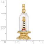 14K 3-D Enamel Cape Hatteras Lighthouse In Glass Dome Charm - Image 3