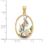 14K Multi-color Enamel Angelfish In Underwater Scene Oval Charm - Image 3
