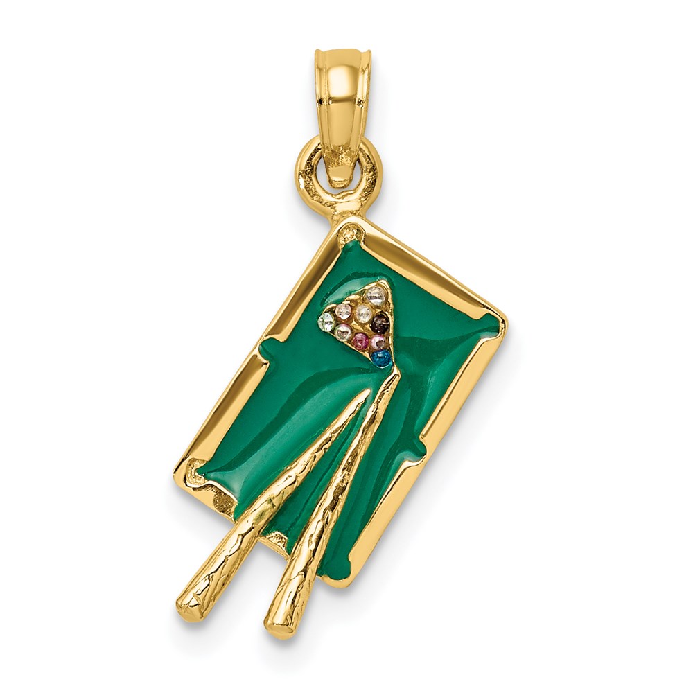 K6870.jpg 14K Green Enameled 3-D Pool Table Charm - Image 1