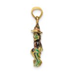 14K 3-D Enameled Witch Flying on Broom Charm - Image 2