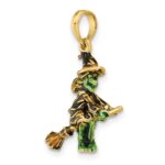 14K 3-D Enameled Witch Flying on Broom Charm - Image 4