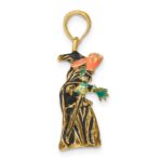 14K 3-D Enameled Witch with Broom Charm - Image 2