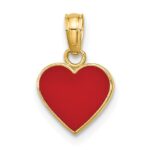 14K Polished Red Enameled Heart Pendant - Image 3
