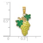 14K Yellow and Green Enameled Grapes with Stem and Leaf Charm - Image 3