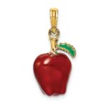 14K Enameled 3-D Red Delicious Apple Charm