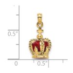14K 3-D with Red Enamel Inside Crown with Cross On top Charm - Image 3