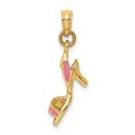 14K 3-D Pink Enamel Open Toe High Heel Charm - Image 3
