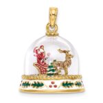14K 3-D Enameled HAPPY HOLIDAYS on Bottom Glass Snow Globe Charm - Image 4