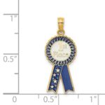 14K Blue and White Enameled 1st PLACE Ribbon Charm - Image 3