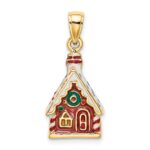 14K 3-D Enamel Gingerbread House Charm - Image 5