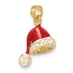 14K 3-D Red and White Enameled Santa Hat Charm - Image 5