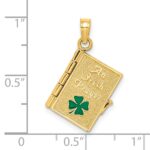 14K 3-D Moveable Enameled AN IRISH PRAYER Book with Clover Charm - Image 3