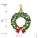 14K Enameled Christmas Wreath Charm - Image 3