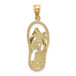 14K Enameled Palm Tree Beach Scene Flip-Flop Charm - Image 4