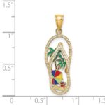 14K Enameled Palm Tree Beach Scene Flip-Flop Charm - Image 3