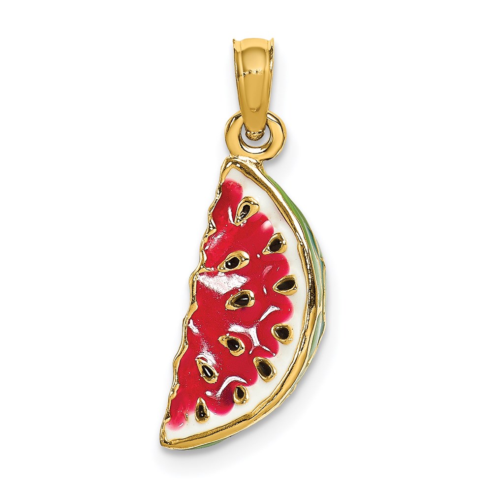 K7012.jpg 14K Multi-color Enameled 3-D Watermelon Charm - Image 1