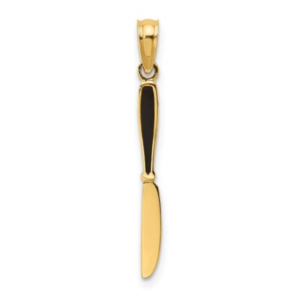 14K 3-D Black Enameled Table Knife Charm