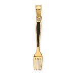 14K 3-D Black Enameled Table Fork Charm