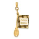 14K Black and White Enameled 3-D Cook Book and Spoon Charm